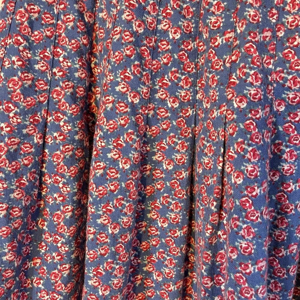 Vtg Pleated Mini Skirt Women's Sz 14 Floral Roses Multi Pink Blue Side‎ Zip - Picture 6 of 6
